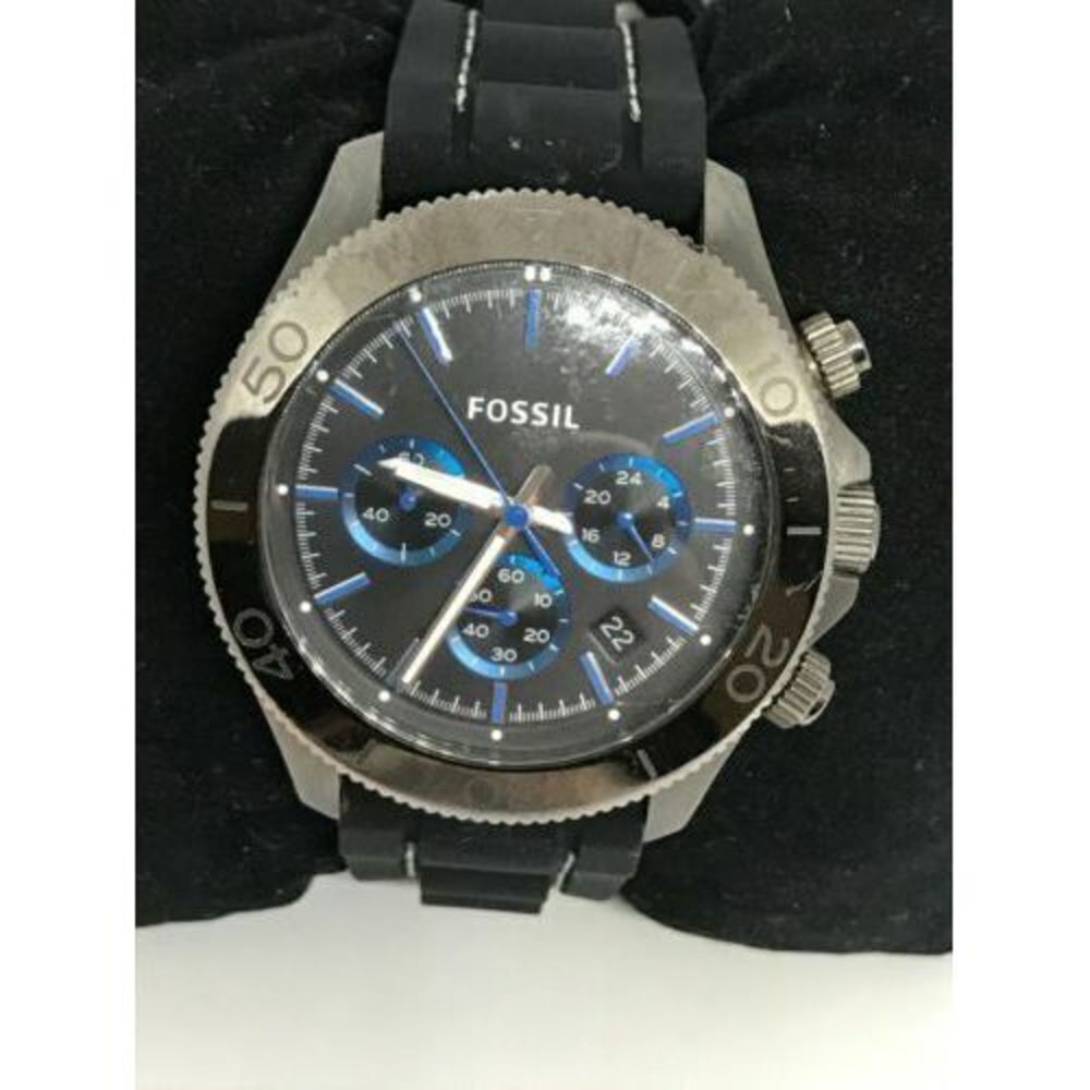 Fossil CH2869 Retro Traveler Chronograph Men's Black Silicone Analog Watch Bb818